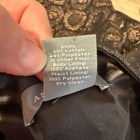 Ann Taylor Gold Metallic Circle Embroidered Holiday Festive Mini Skirt 10 - Picture 9 of 13